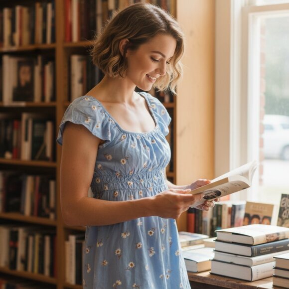 Billabong Women’s XS Light Blue Floral Sundress – Daisy Print Smocked Bodice - Picture 2 of 5